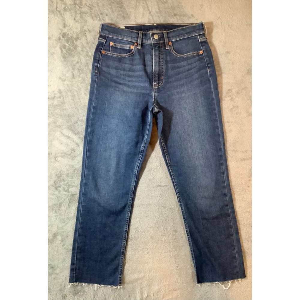 Gap Women's Vintage Slim High Rise Jeans 28/6P Blue Denim Raw Hem Stretch